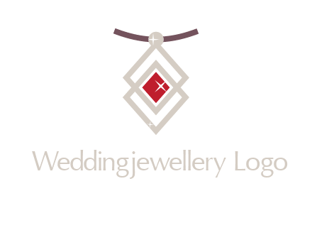 necklac with a diamond shaped ruby logo