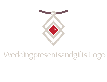 necklac with a diamond shaped ruby logo