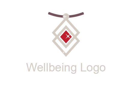 necklac with a diamond shaped ruby logo