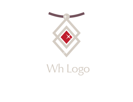 necklac with a diamond shaped ruby logo