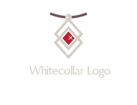 necklac with a diamond shaped ruby logo