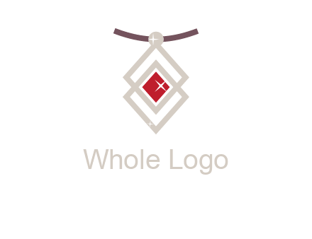 necklac with a diamond shaped ruby logo