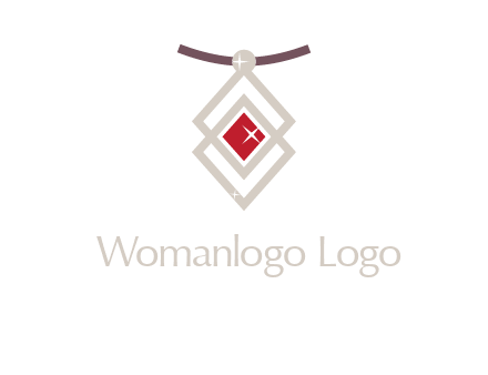 necklac with a diamond shaped ruby logo