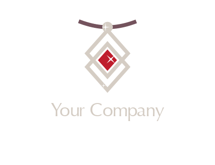 necklac with a diamond shaped ruby logo
