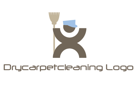 janitorial logo with a man with a broom