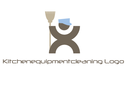 janitorial logo with a man with a broom