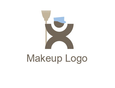 janitorial logo with a man with a broom