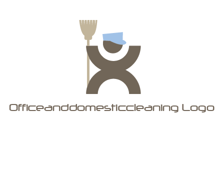 janitorial logo with a man with a broom