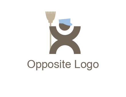 janitorial logo with a man with a broom
