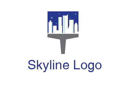 city skyline on a paintbrush icon