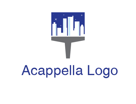 city skyline on a paintbrush icon