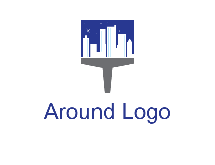 city skyline on a paintbrush icon
