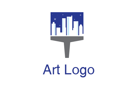 city skyline on a paintbrush icon