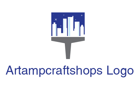 city skyline on a paintbrush icon
