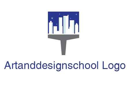 city skyline on a paintbrush icon
