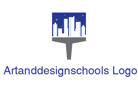 city skyline on a paintbrush icon