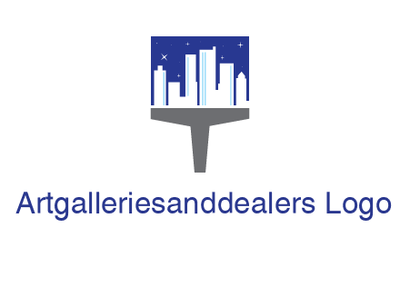 city skyline on a paintbrush icon