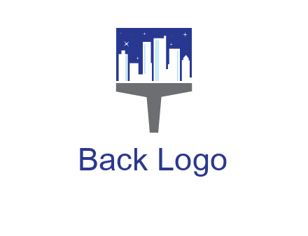 city skyline on a paintbrush icon