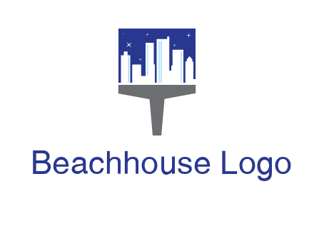 city skyline on a paintbrush icon