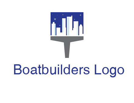city skyline on a paintbrush icon