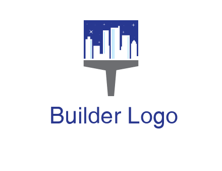 city skyline on a paintbrush icon