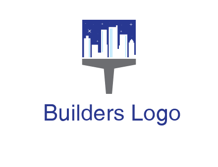 city skyline on a paintbrush icon
