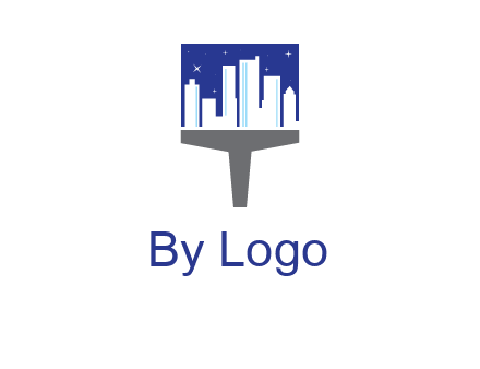 city skyline on a paintbrush icon