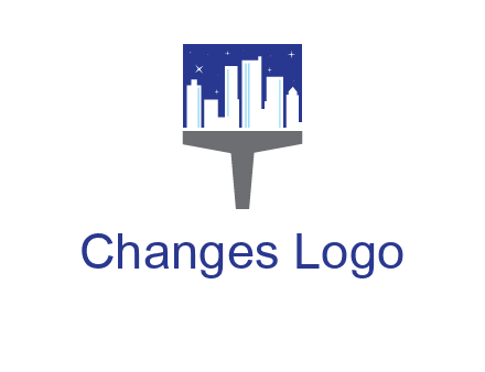 city skyline on a paintbrush icon