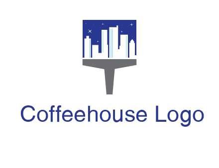 city skyline on a paintbrush icon