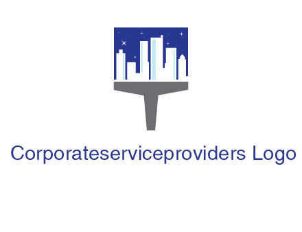 city skyline on a paintbrush icon