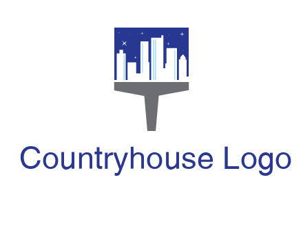city skyline on a paintbrush icon