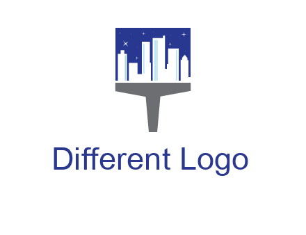 city skyline on a paintbrush icon