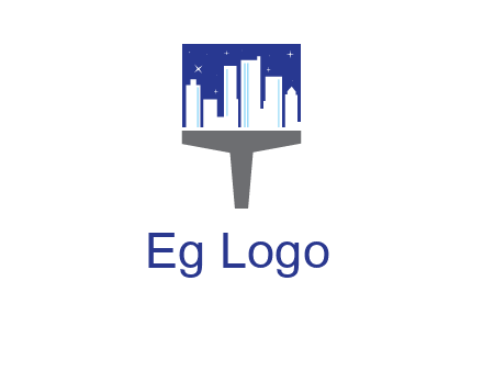 city skyline on a paintbrush icon