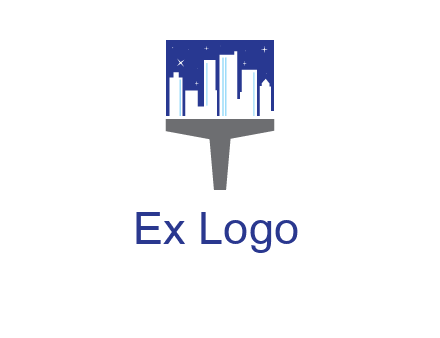 city skyline on a paintbrush icon