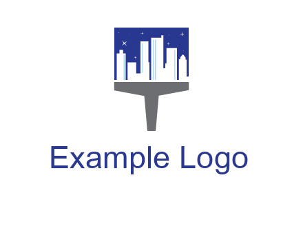 city skyline on a paintbrush icon