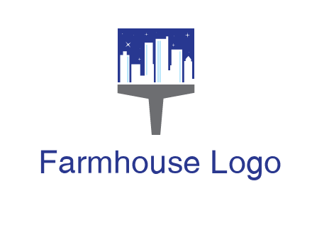 city skyline on a paintbrush icon