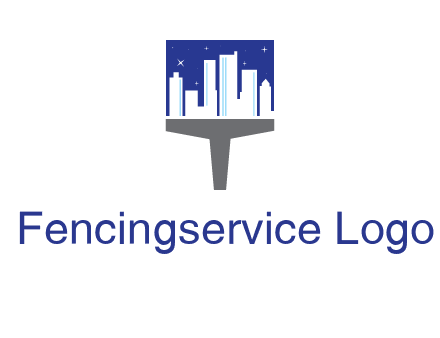 city skyline on a paintbrush icon
