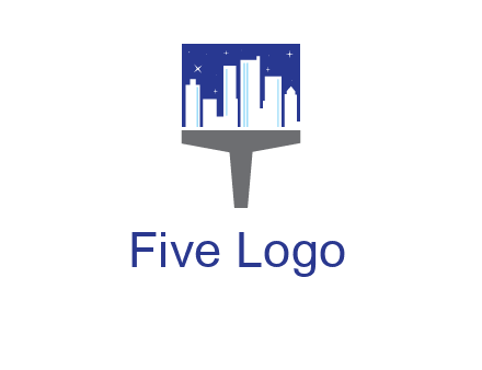 city skyline on a paintbrush icon