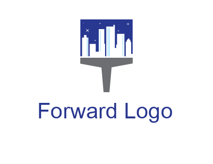 city skyline on a paintbrush icon