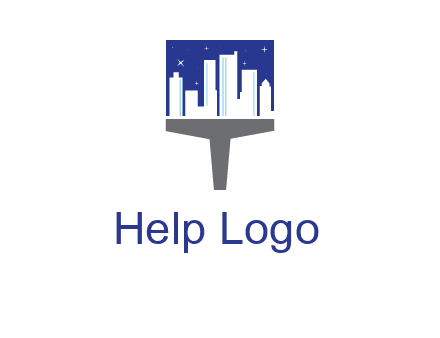 city skyline on a paintbrush icon
