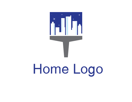 city skyline on a paintbrush icon