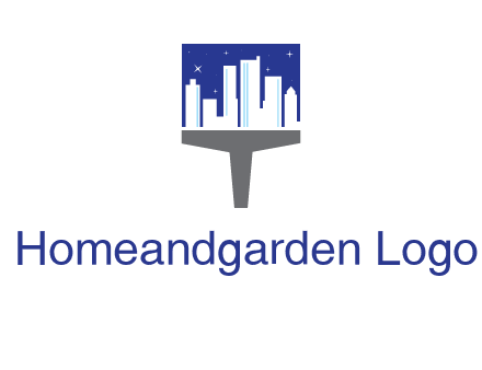city skyline on a paintbrush icon