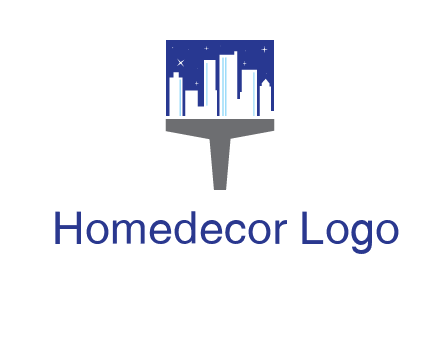 city skyline on a paintbrush icon