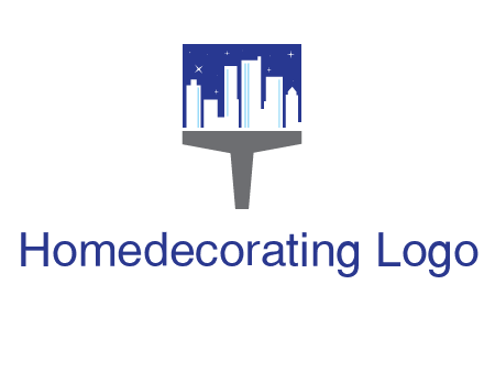 city skyline on a paintbrush icon