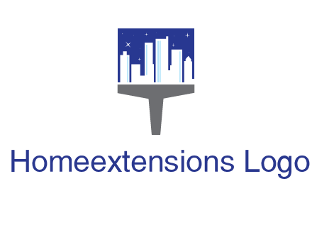 city skyline on a paintbrush icon