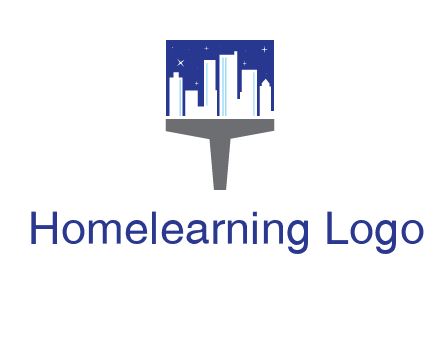 city skyline on a paintbrush icon