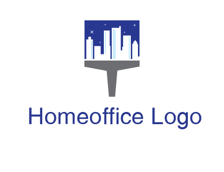 city skyline on a paintbrush icon