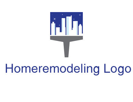 city skyline on a paintbrush icon