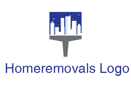 city skyline on a paintbrush icon