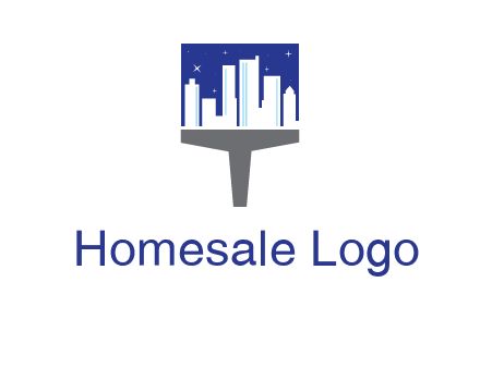 city skyline on a paintbrush icon